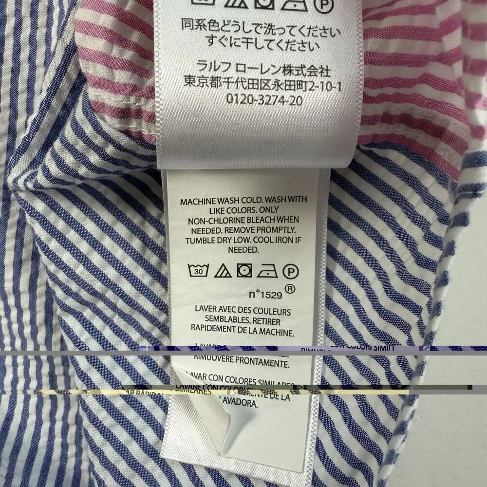 Ralph Lauren Boys 3/3T Patchwork Seersucker Short Sleeve Button Shirt